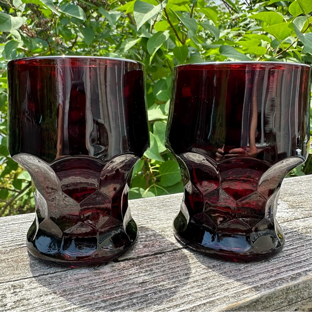 Anchor Hocking Deep Ruby Georgian 9 oz Flat Tumblers -2